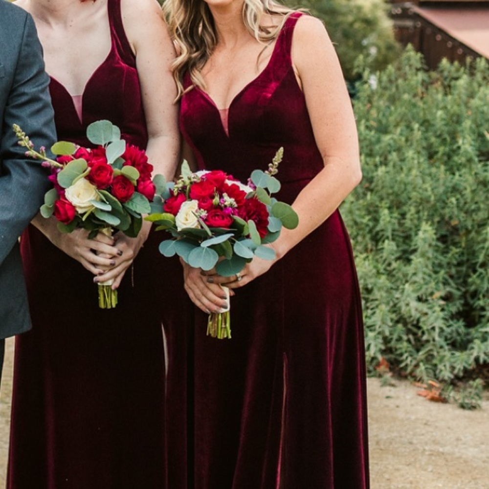 Azazie Verona, A line floor length dress in Cabernet